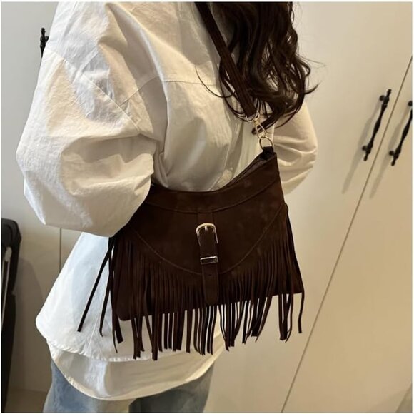 Western Purses For Women,Small Fringe Crossbody Bag With Wrist Strap Mini Hipppi - Picture 4 of 8